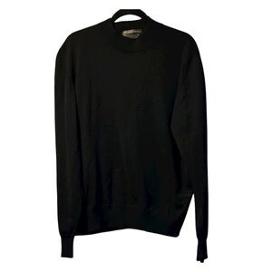 Lord & Taylor Kensington Collection Crew Neck Sweater Merino Wool Lrg Black EUC